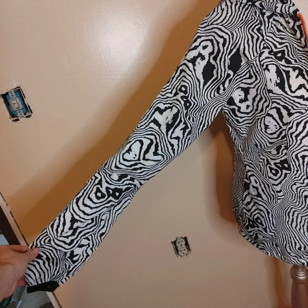 FILA Sport White Black Neon Coral Zebra Print Thin Long Sleeve Jacket Size XS - Image 12