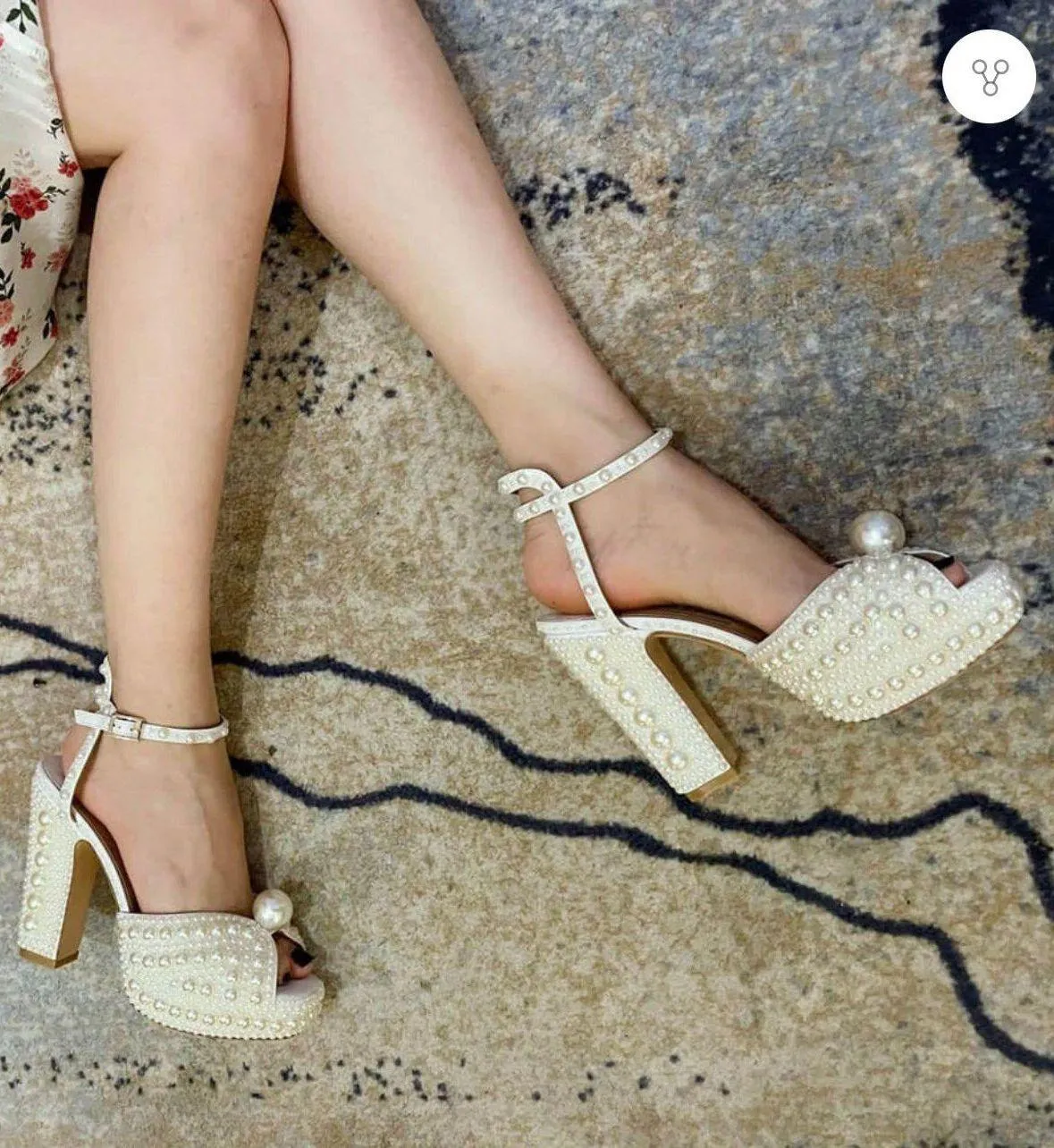 Opulent Pearl Platform Bridal Heels White Size 8 - Image 15