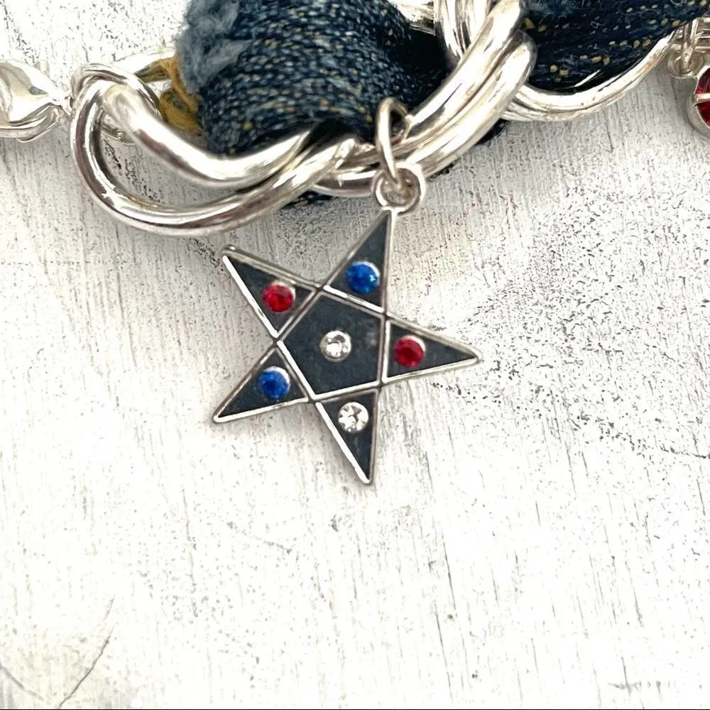 Claire’s silver denim USA charm bracelet - Image 5