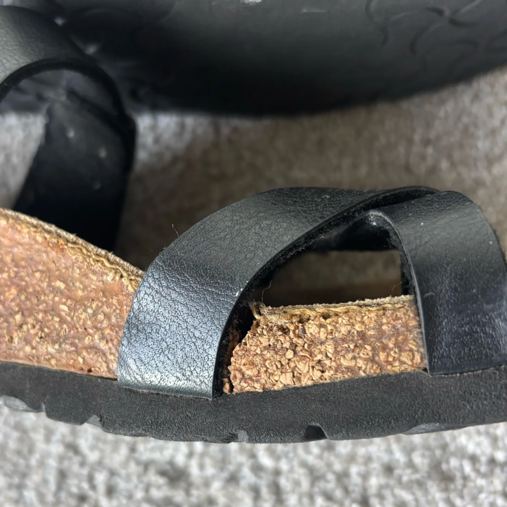 Birkenstock Mayari Birkibuc Slide On Sandel Black Leather Strap Comfort Support - Image 7