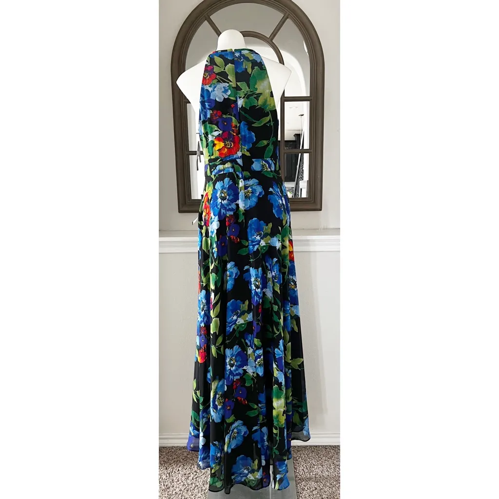 Betsy & Adam Printed Chiffon Halter-Neck Gown, Size 10, NEW - Image 7
