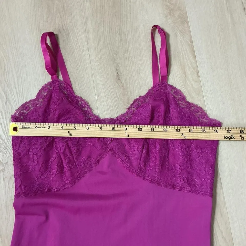 Vintage Anthea Style 8025 Baby Doll Fuchsia Lace Trim Slip Dress 38 Ave Size M - Image 4