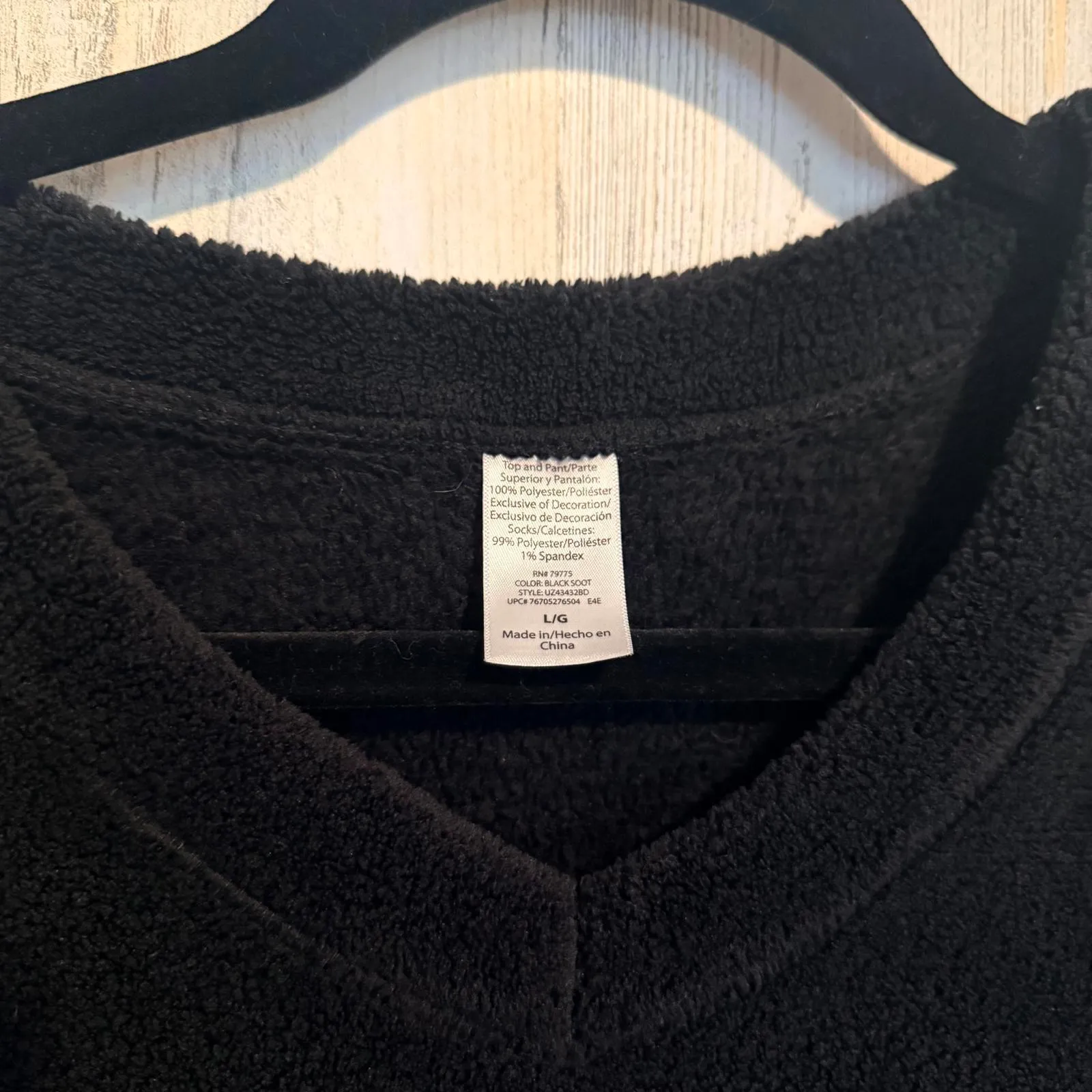 I Love Santa Fleece Pullover Sweatshirt Black Holiday Christmas Cozy Large - Image 3