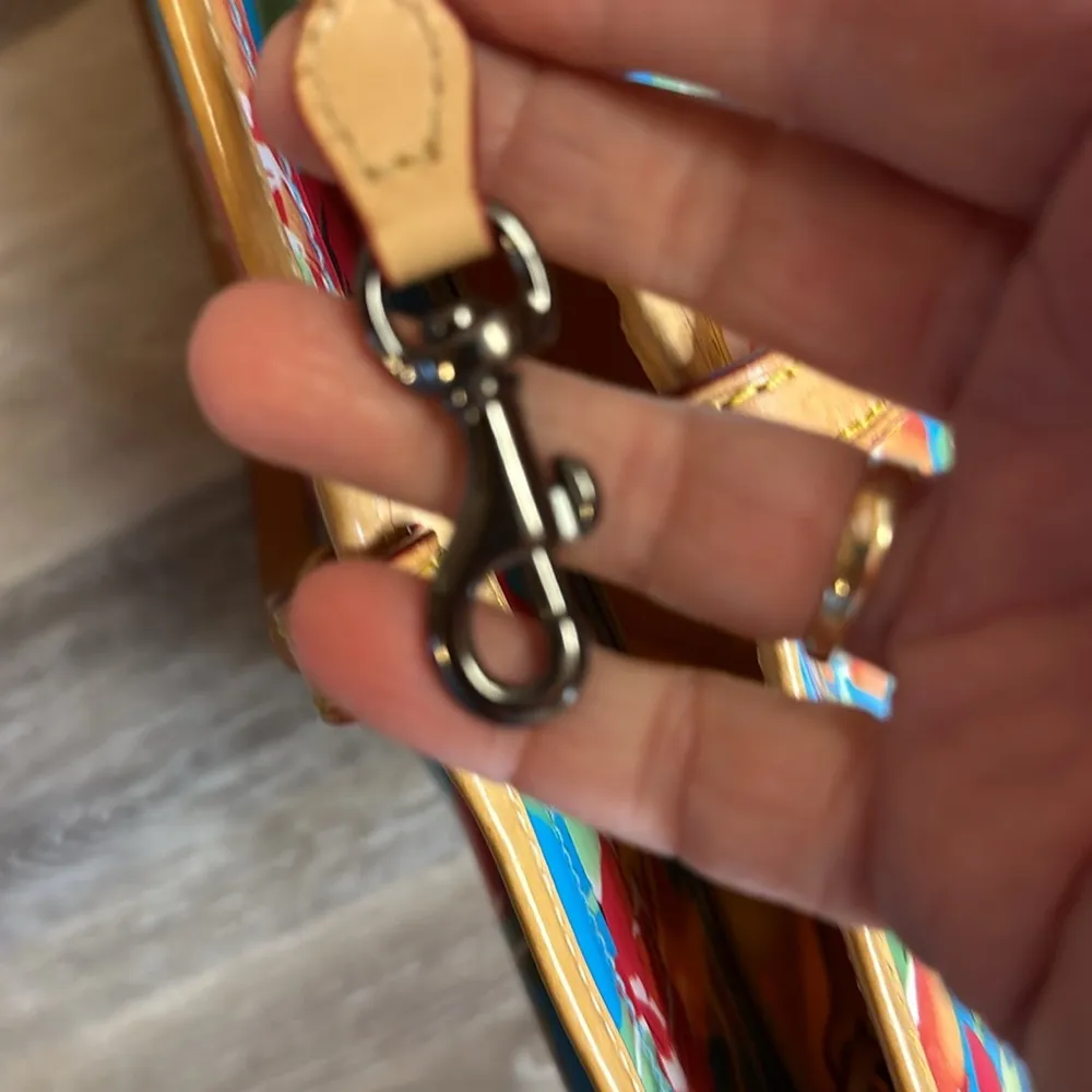 Dooney & Bourke PVC Blue, Red, Orange & Green Large Floral Garden Tote. - Image 7