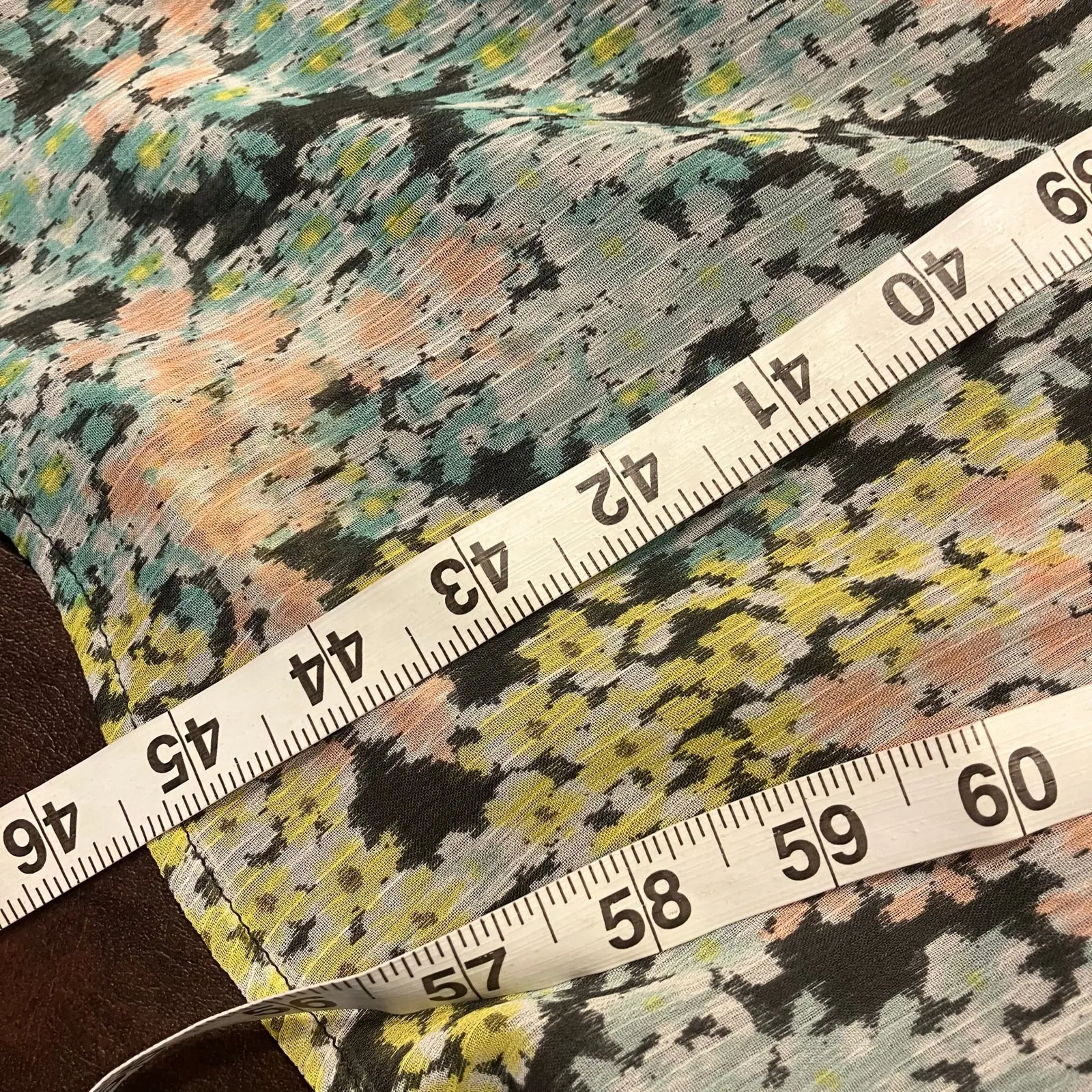 LOFT‎ Size 4 Floral Midi Dress Grey Pastel Button Front Sheer Lined Long Sleeve - Image 16