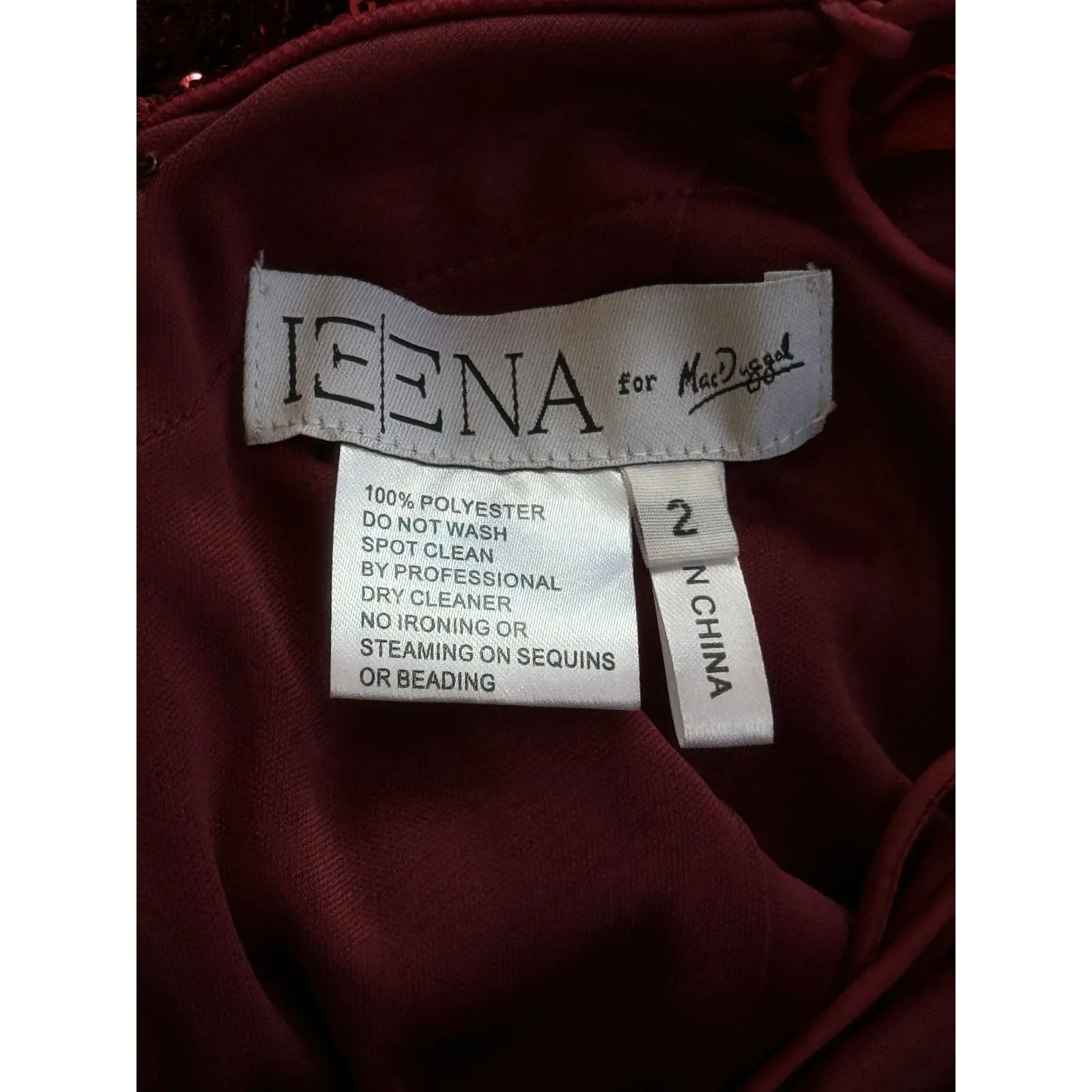 Ieena Mac Duggal Sequin Tie Back Midi Dress Strappy Lace Up Wine Size‎ 2 NWT - Image 9