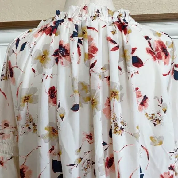 En Creme flowy boho balloon sleeve peasant blouse‎ Pink - Image 14