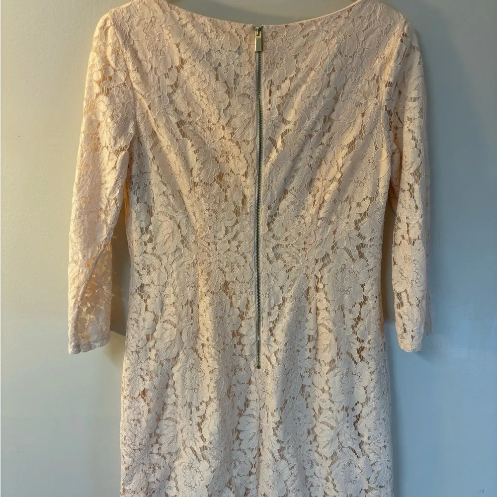 Vince Camuto 3/4 Length Sleeve Lace Dress Sz 6 Shirttail Hem Shift Dress… - Image 8