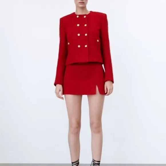 NEW ZARA‎ WOMAN TEXTURED DOUBLE BREASTED JACKET - Image 13