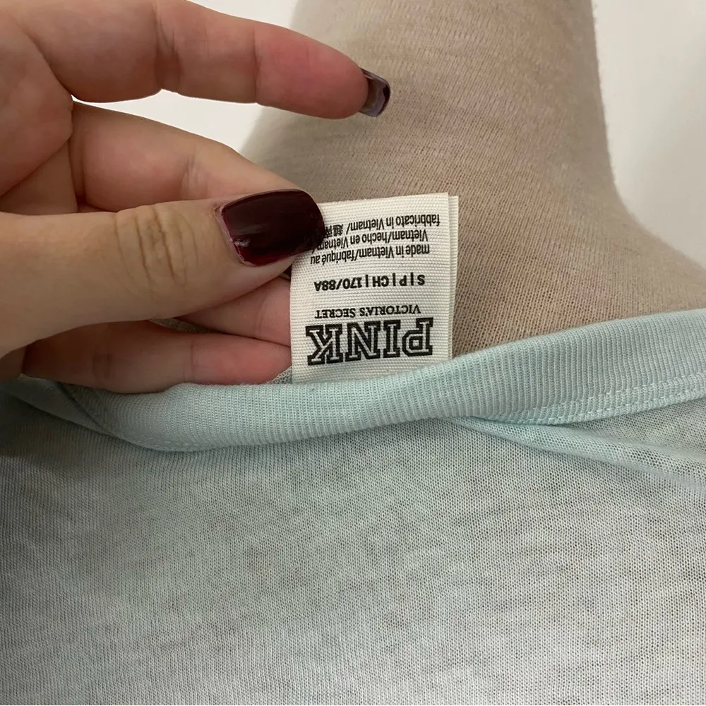 Victoria’s Secret PINK cut out Keyhole V Neck Baby Blue Short Sleeve Tee - Image 18