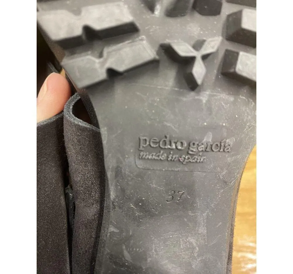 Pedro Garcia Yuval Slingback Sandals Women's 6.5 Black Suede Peep Toe Preppy S57 - Image 8