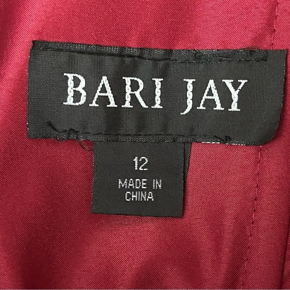 Bari Jay Wine Red Beaded Mesh Maxi Dress Formal Evening Gown Size 12 Hoco Formal - Image 10