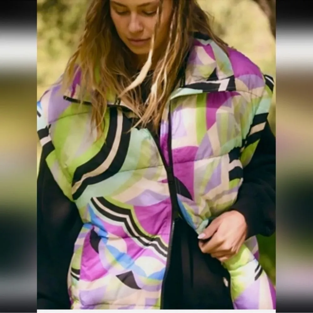 Free People Movement Bubble Printed Puffer Vest S Kai Geo - Image 3