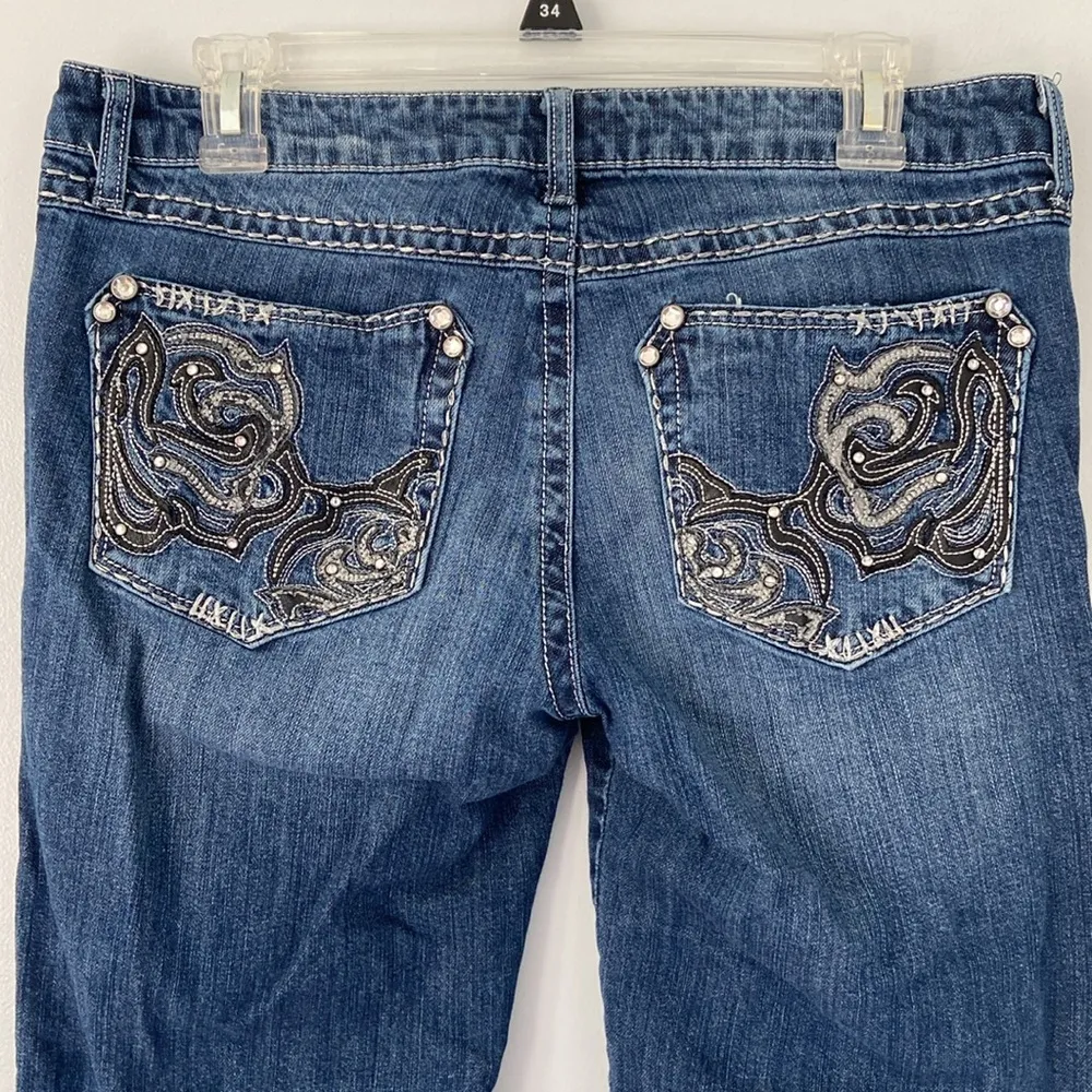 Wrangler Rock 47 Ultra Low Rise Jeans Size Rhinestone Rodeo Western Cowgirl Sz8 - Image 7