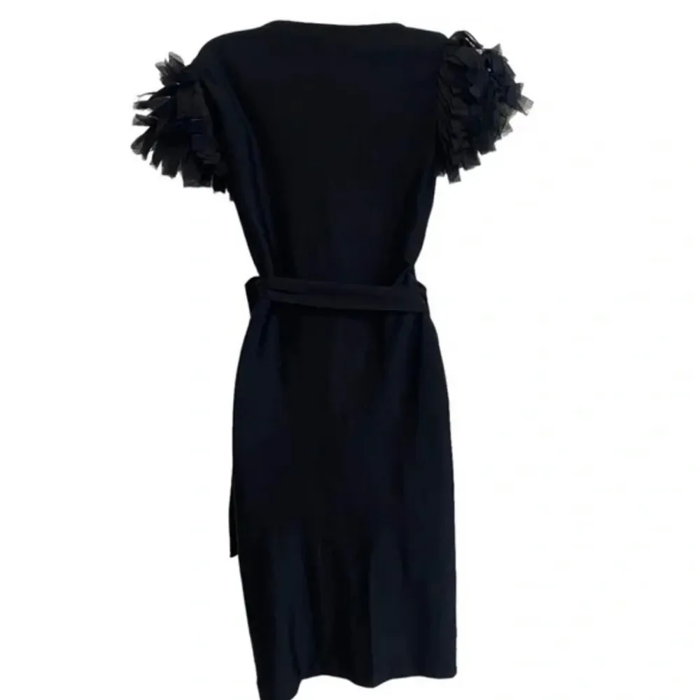 DVF Black Beulah V-neck Midi Wrap Dress - Image 7