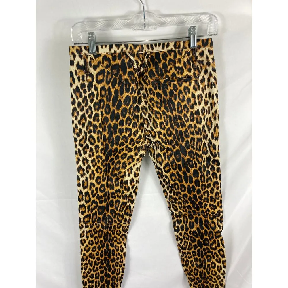 3.1 Phillip Lim Lamb Leather Skinny Pants Black Brown Leopard Print Size 2 - Image 6
