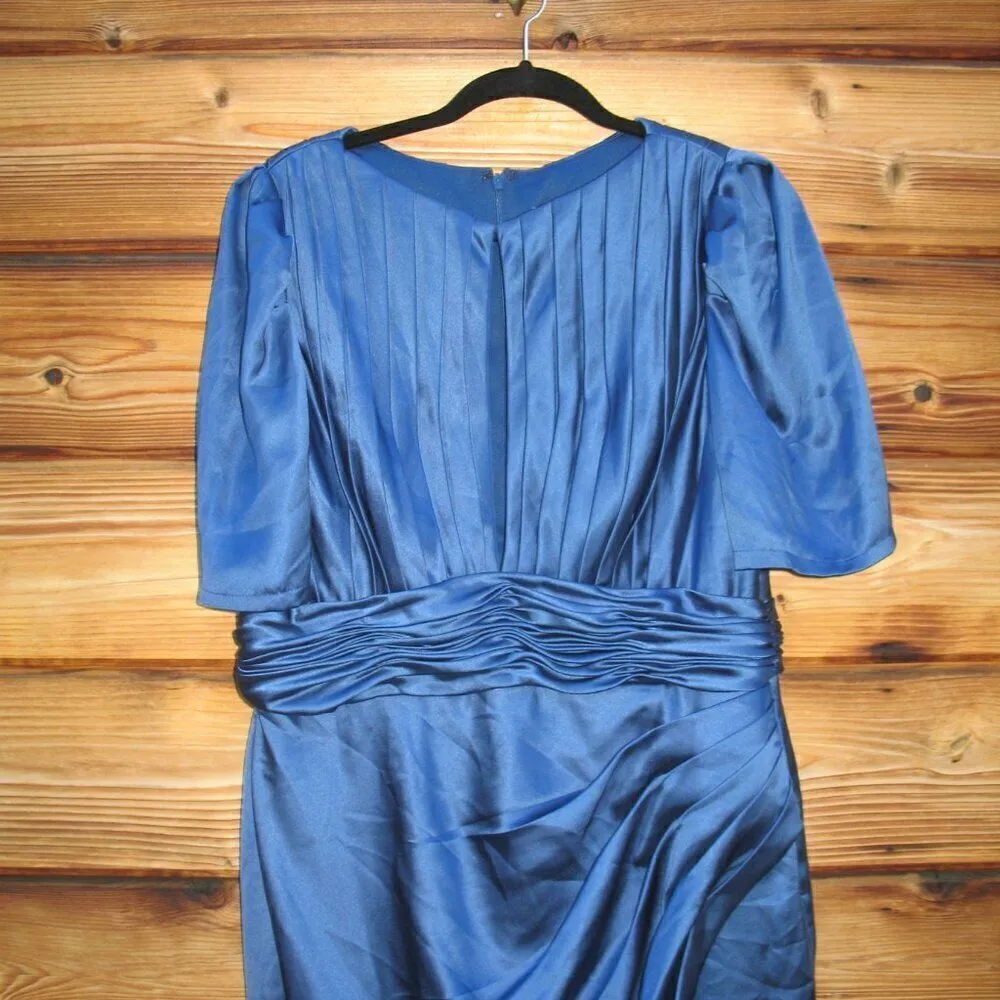 Mac Duggal 27014 Womens Blue PUFF SLEEVE PLEATED BODICE DRAPED GOWN - Image 8