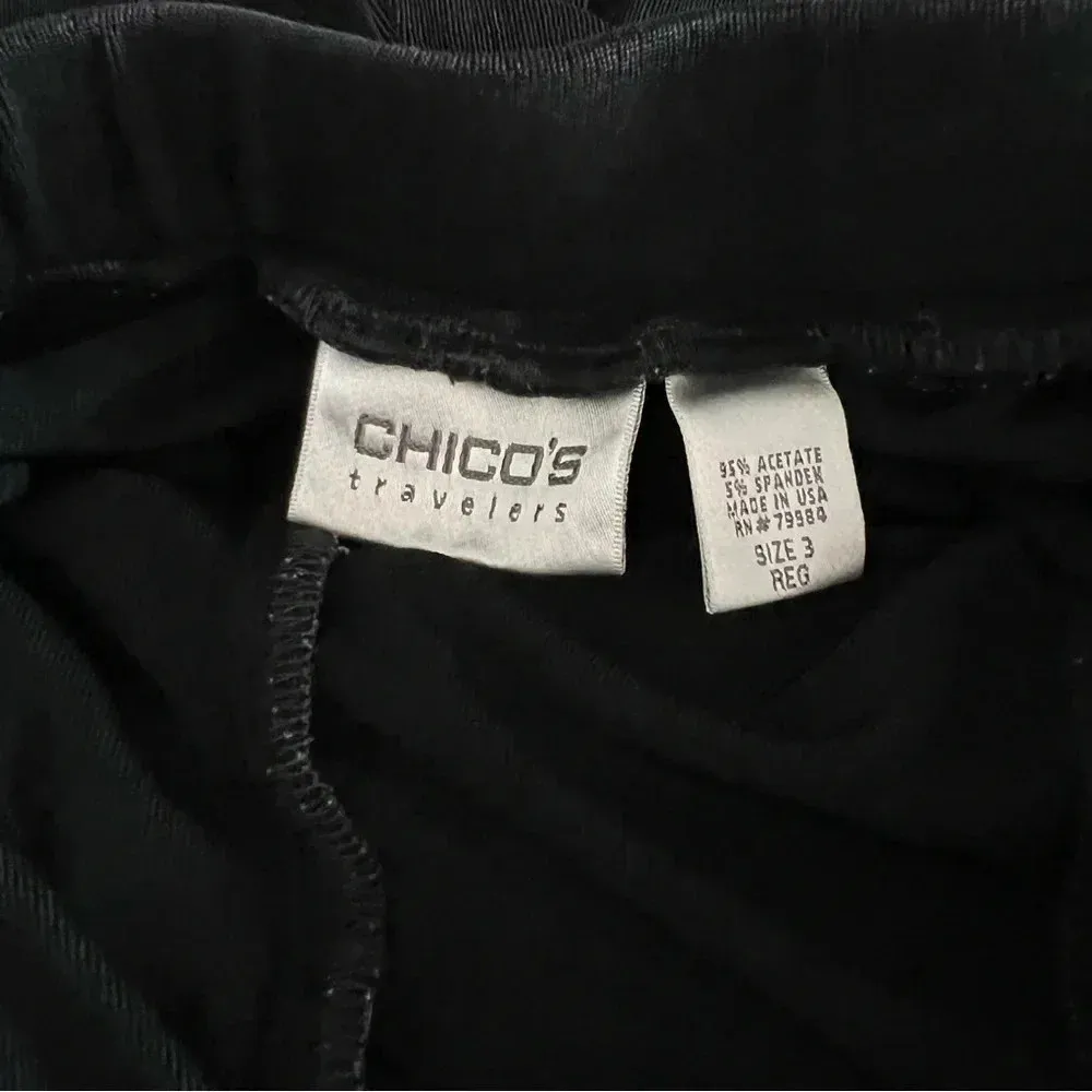 Chico's Travelers Wide Leg Pocket Pants Size 3 (XL/16) Black Non Wrinkle - Image 7