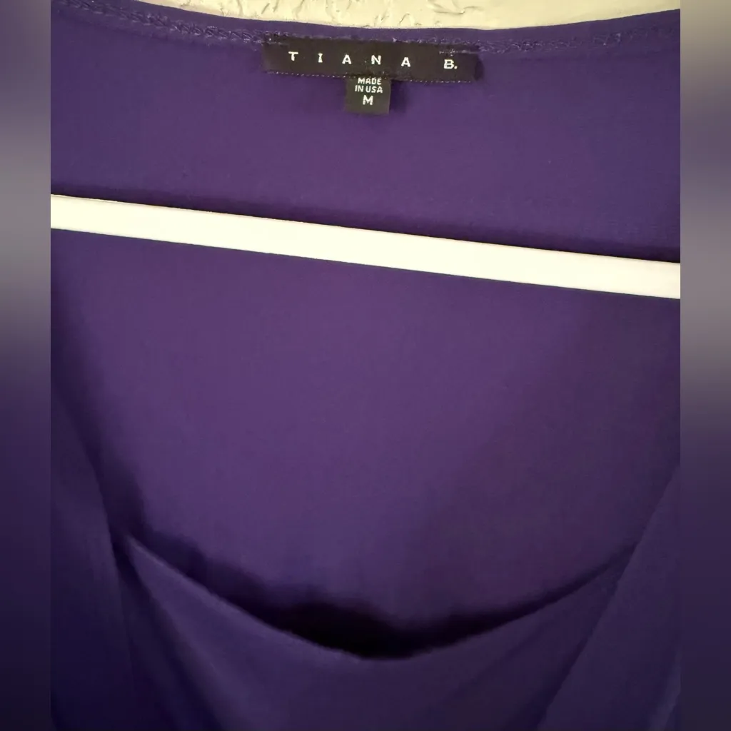 Tiana B Dress Women's Size Medium Purple Long Sleeve Cowl Neck Pleated Dress - Image 2