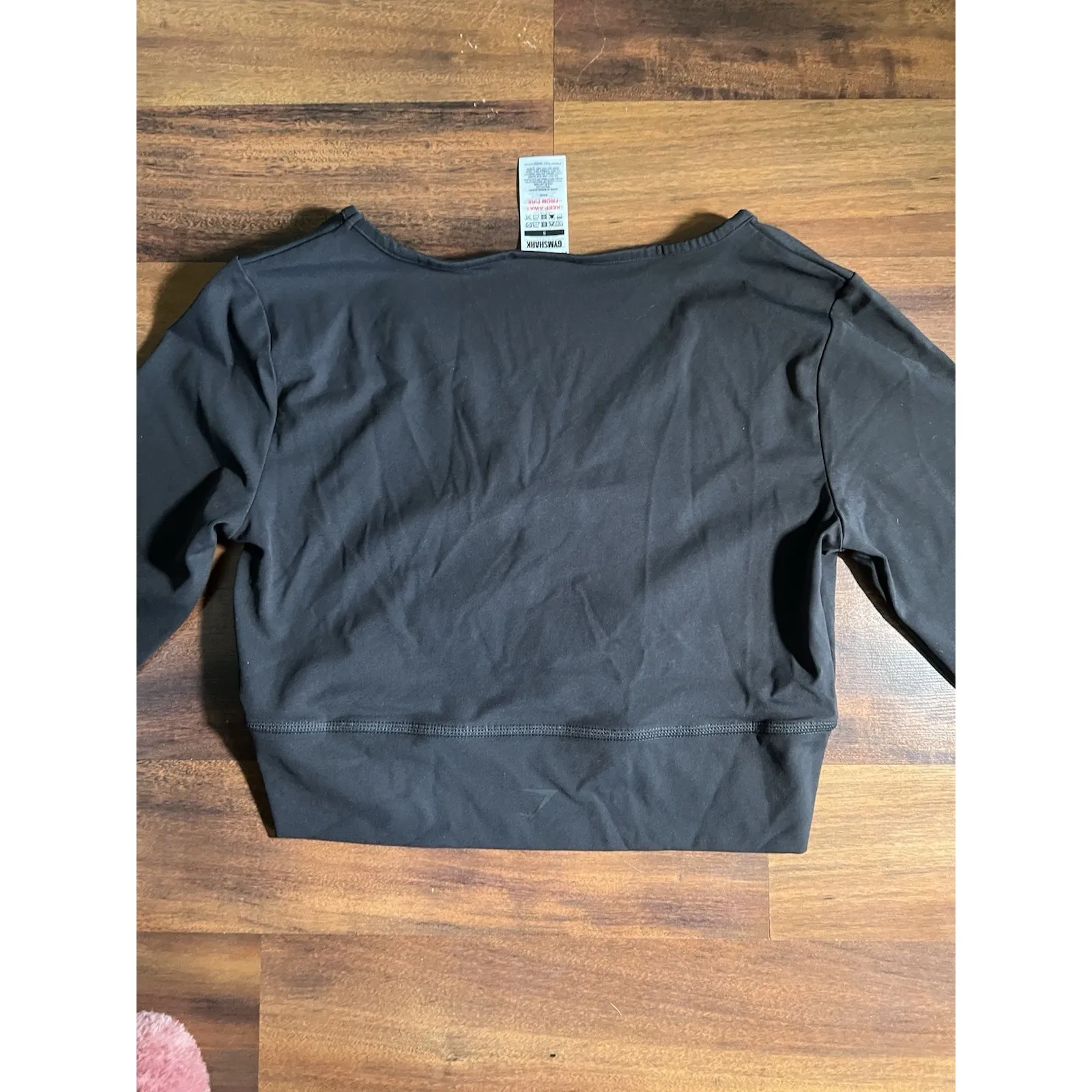 Gymshark Wrap Long Sleeve Crop Top Black Size Small Women's Activewear Yoga Top - Image 7