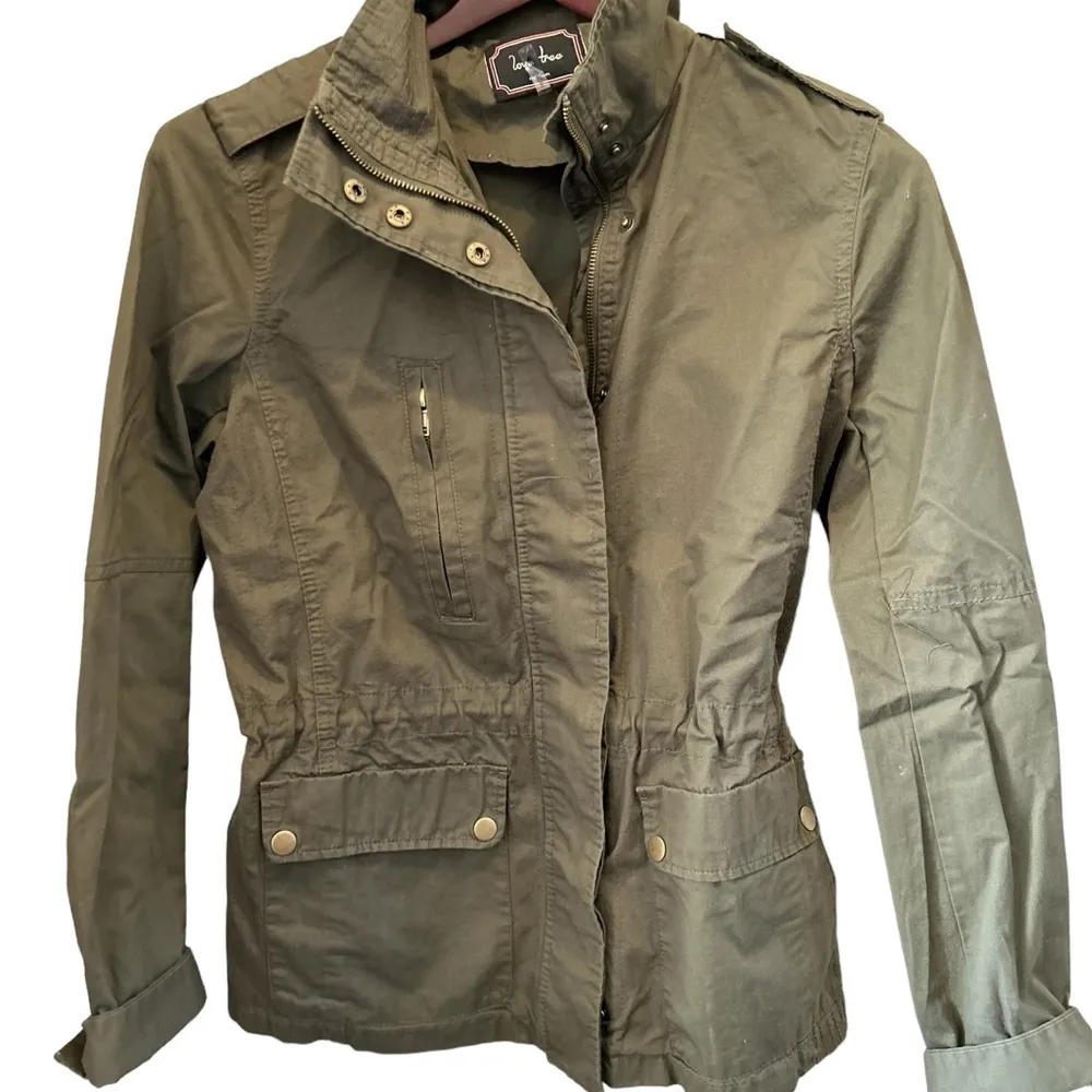 Love Tree | Hunter Green Hooded Cargo Utility Jacket | m‎ - Image 2