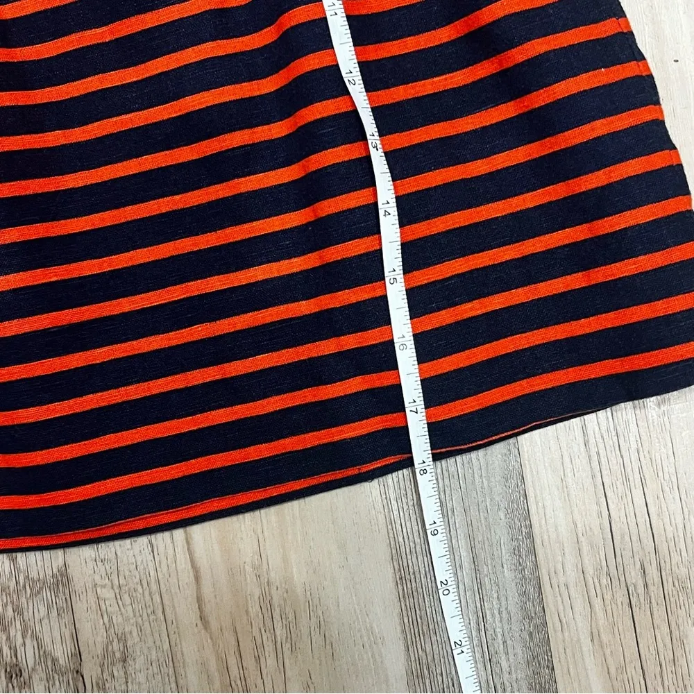 J. Crew Sidewalk Skirt Linen Cotton Striped Pull On Womens Size 2 blue red - Image 4