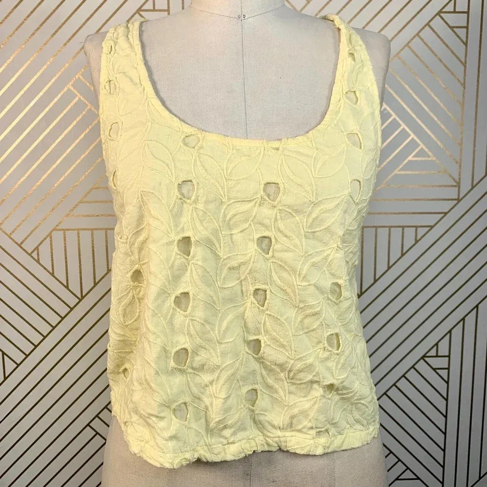 House‎ of Harlow 1960 Sunny Eyelet Crop Tank Top Yellow - Image 3