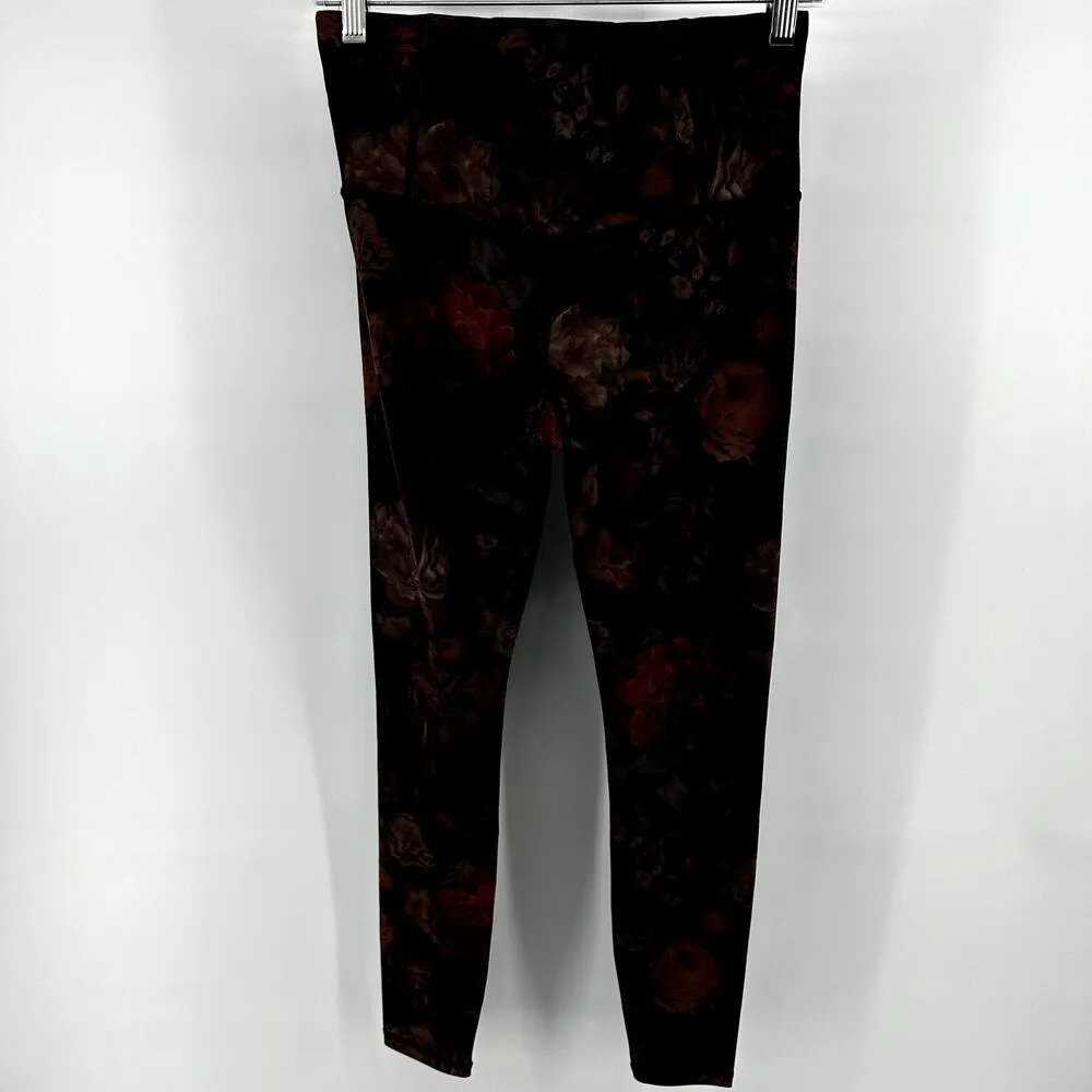 Athleta Elation Printed Tight Leggings Floral High Waisted Ankle Black Red Small - Image 6