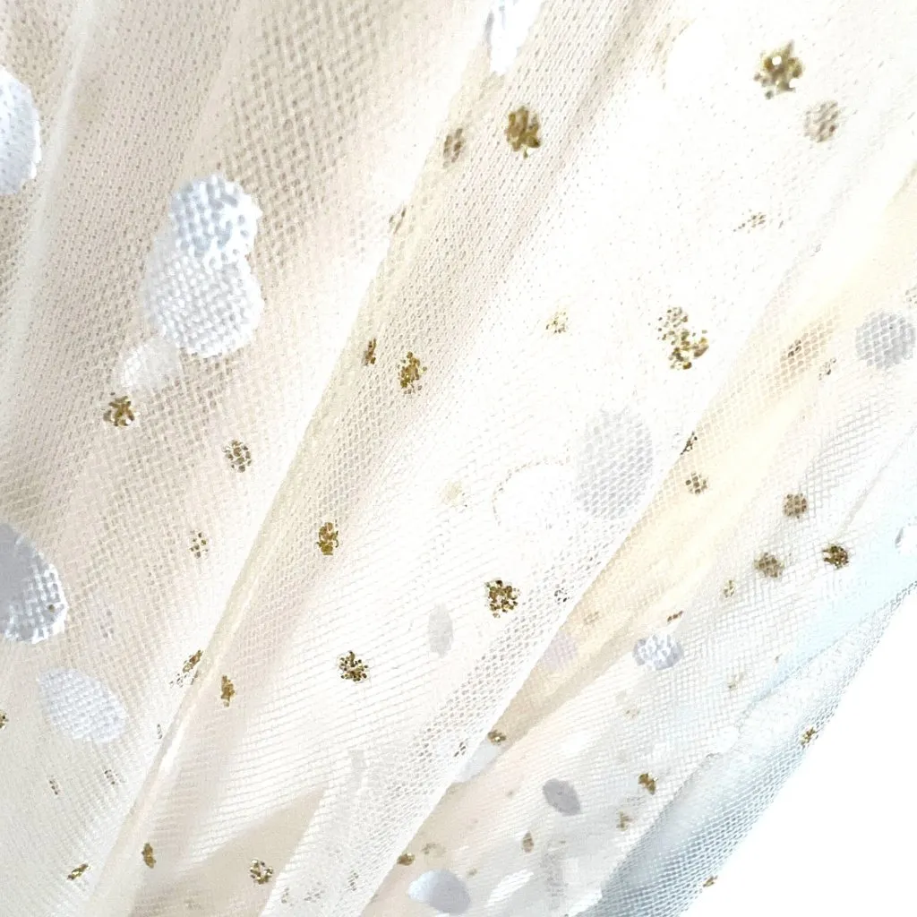 The Vintage Shop Sparkled Mesh Overlay Prom Party Dress Cream Gold Size Medium - Image 14