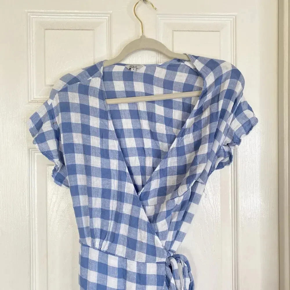Rails  Brigitte Wrap Dress in Periwinkle Check Size Small - Image 4
