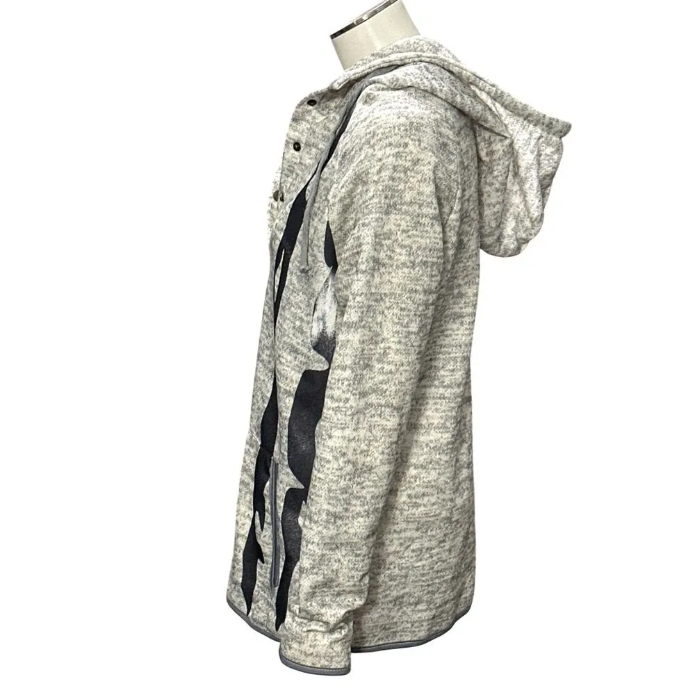 CCC Patriotic American Flag Pullover Gray Hoodie Sweatshirt Pouch Pockets Size M Black - Image 2