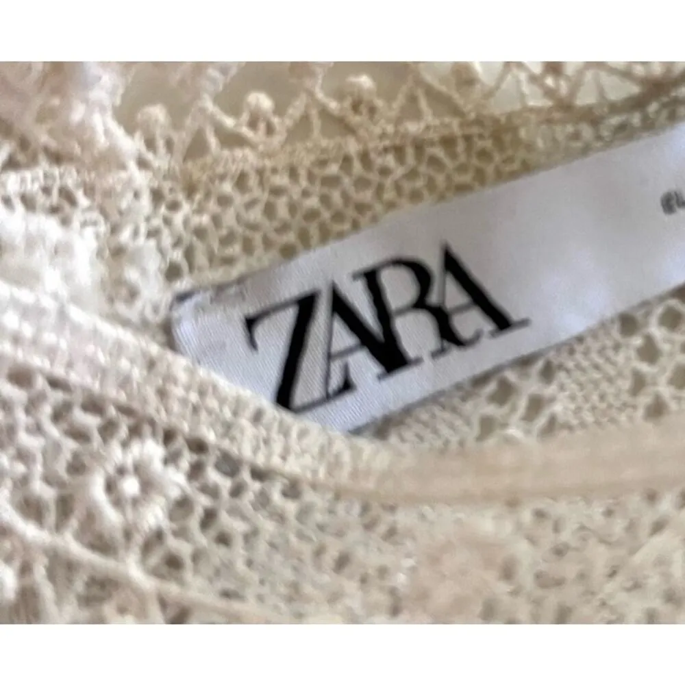 Zara ecru lace knit pointell open knit sweater size Large - Image 9