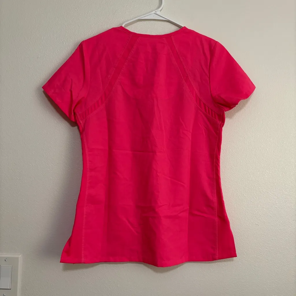Hot Neon Pink Greys Anatomy Scrub Top Size Small Healthcare Nurse Hospital - Image 9