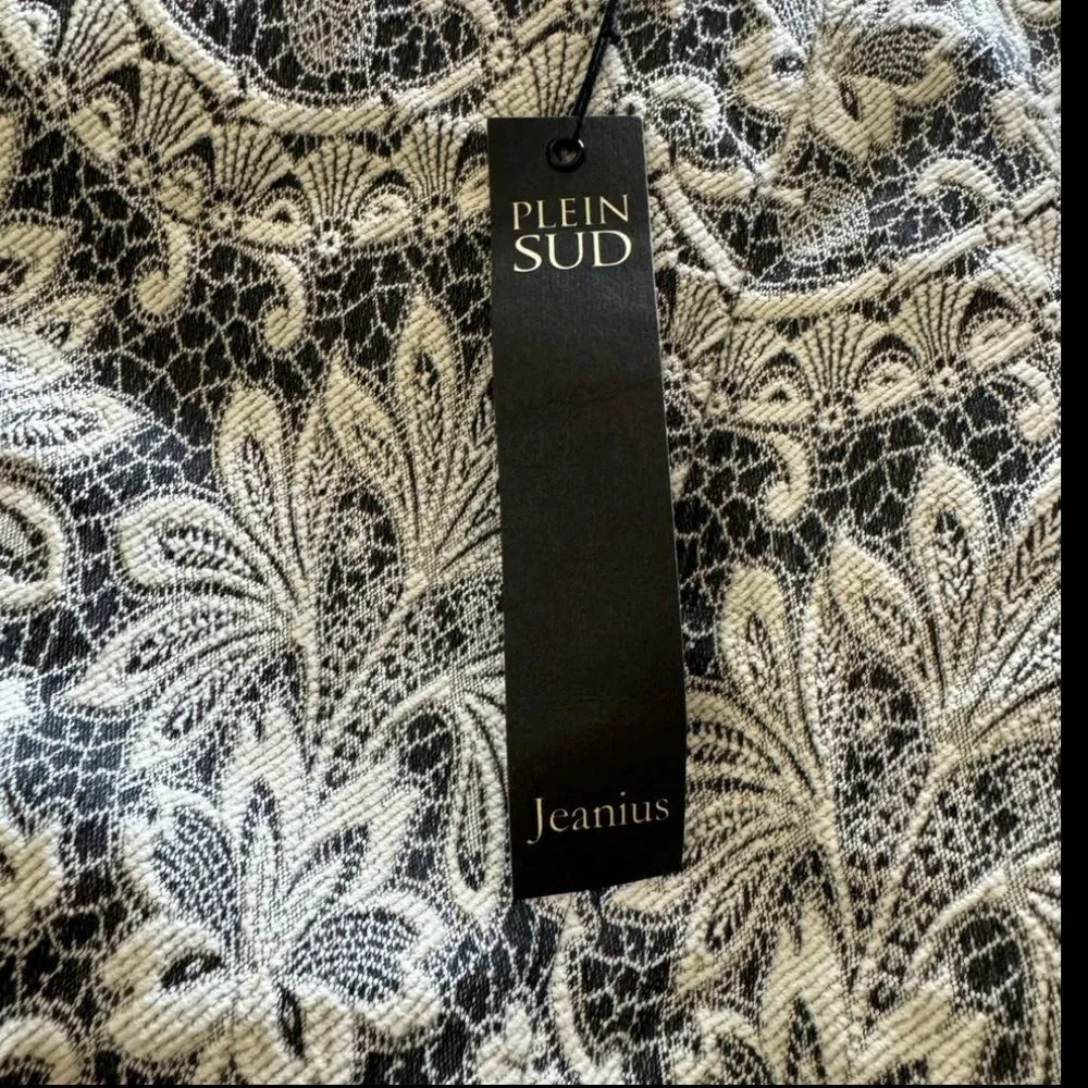 Plein Sud Brocade Mini Dress NWT FR42 US10 Black Gray White Made in Italy Size 10 - Image 8