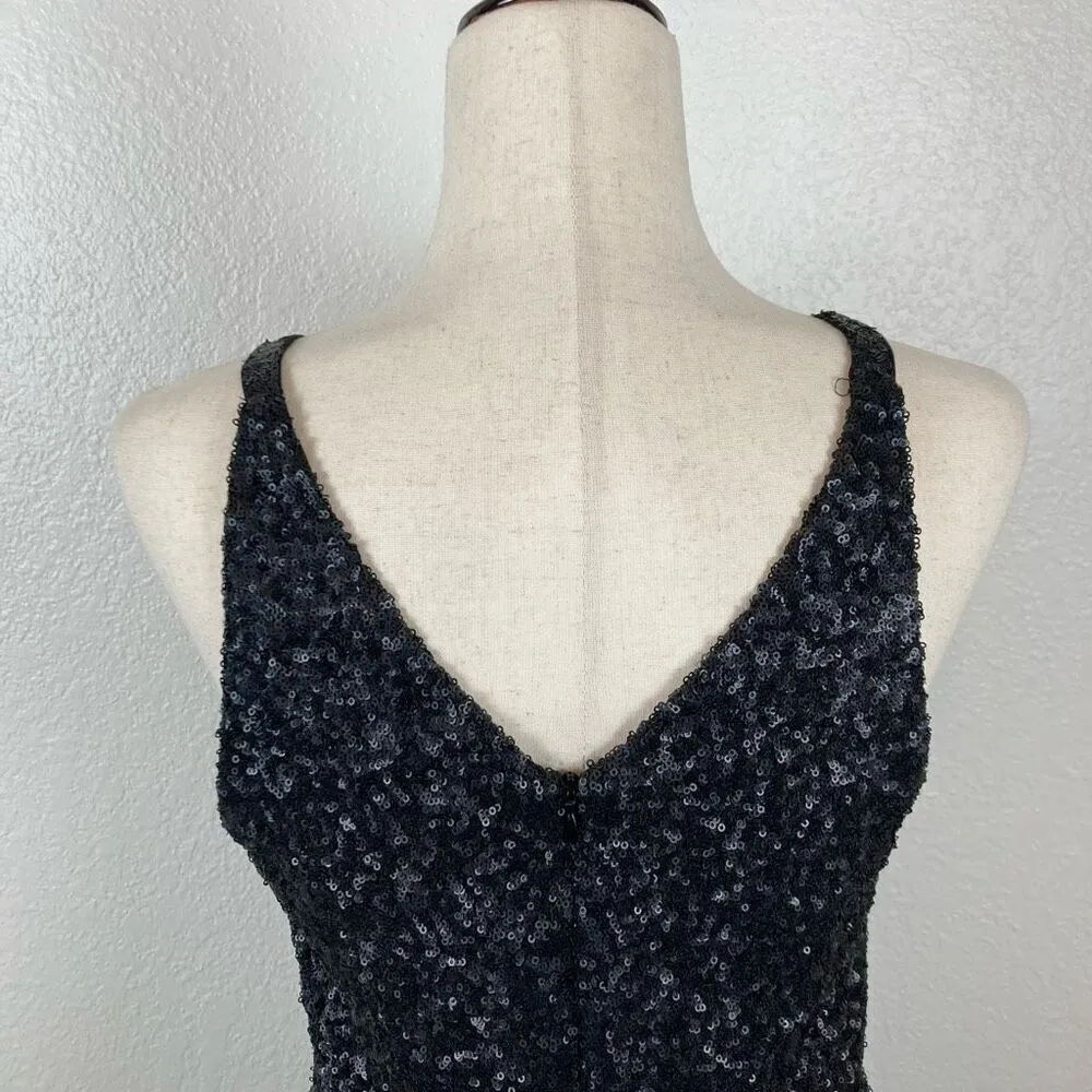 Dress The Population black sequin sheath maxi  long dress womens size L Mob Wife - Image 9