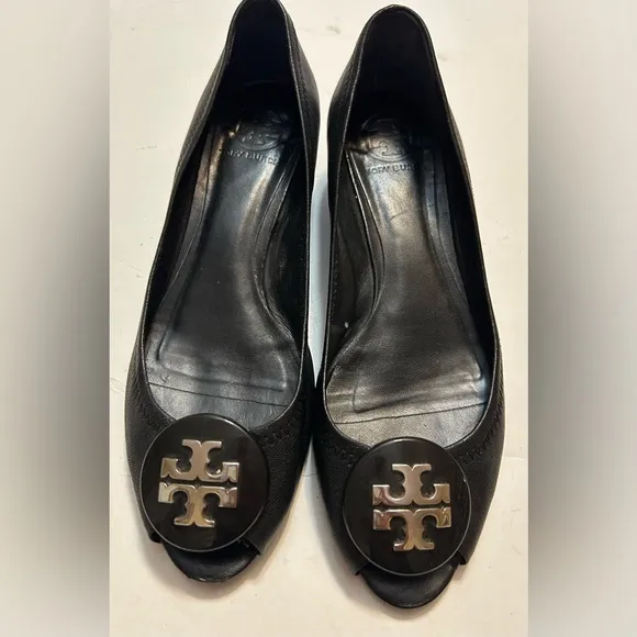 Tory Burch black wedge shoes size 8.5 - Image 2