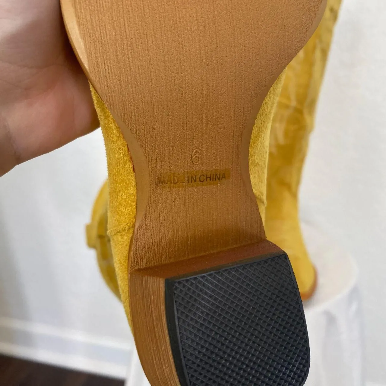 NEW Mustard Yellow Faux Suede Flame Stitched Western Cowgirl Boots US 6 - Image 7