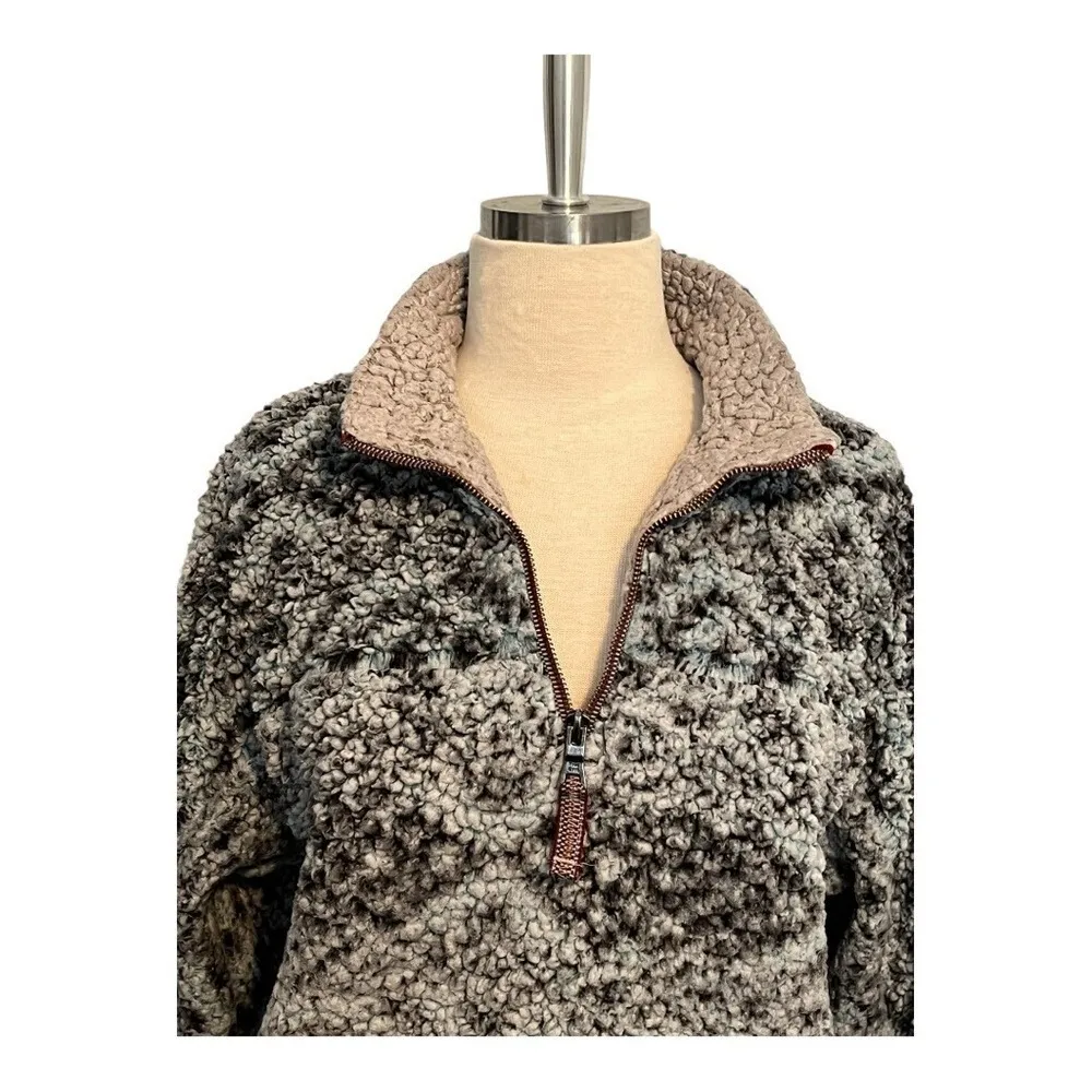 TRUE GRIT SHERPA PULLOVER 1/4 ZIP FROSTY TIP AZTEC PATTERN SUPER SOFT SIZE MED - Image 4
