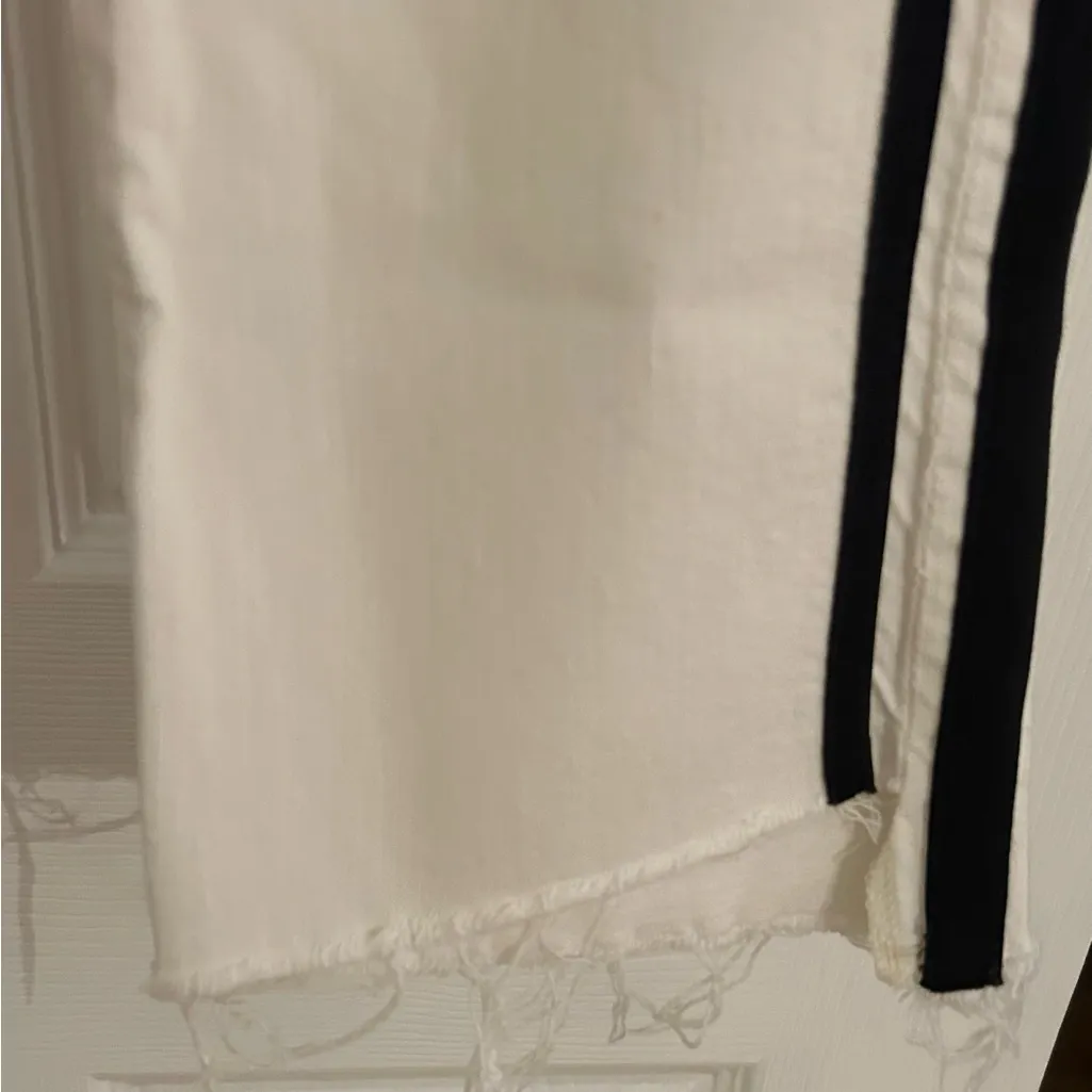 White The Insider Track Stripe Crop Flare Jeans Whipping The Racer Sz 28 - Image 7