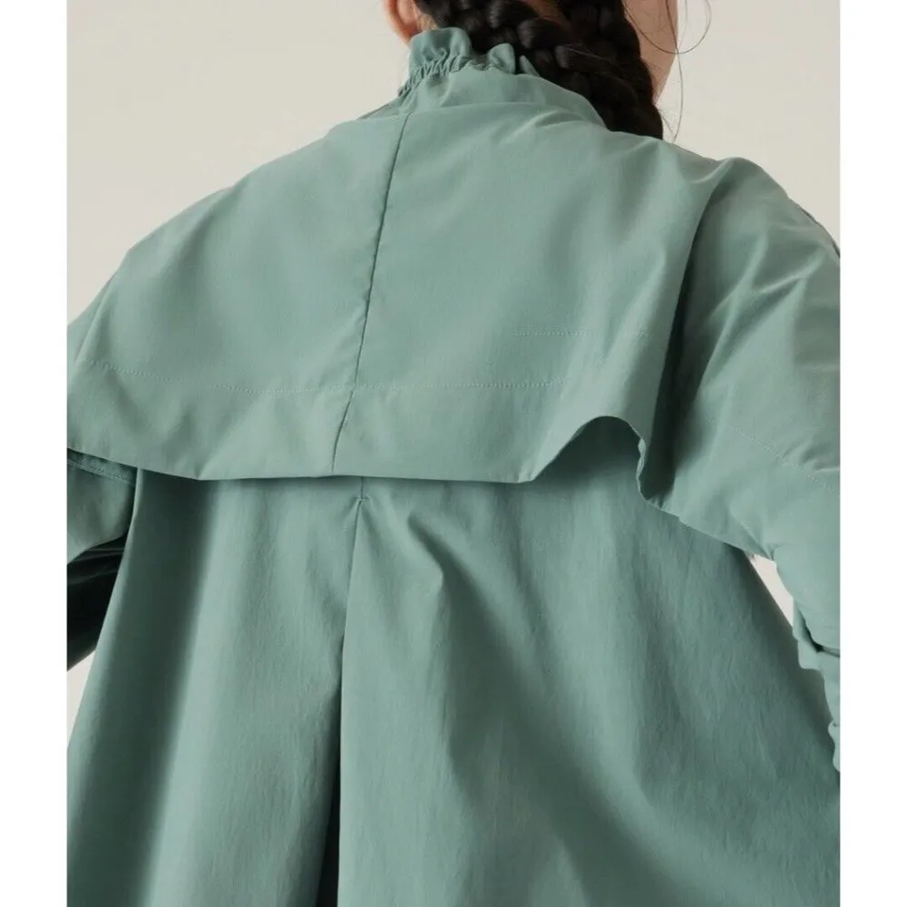 NEW Athleta L Advantage Poplin Top Teal Breathable Zip Pockets Ventilation Large - Image 7