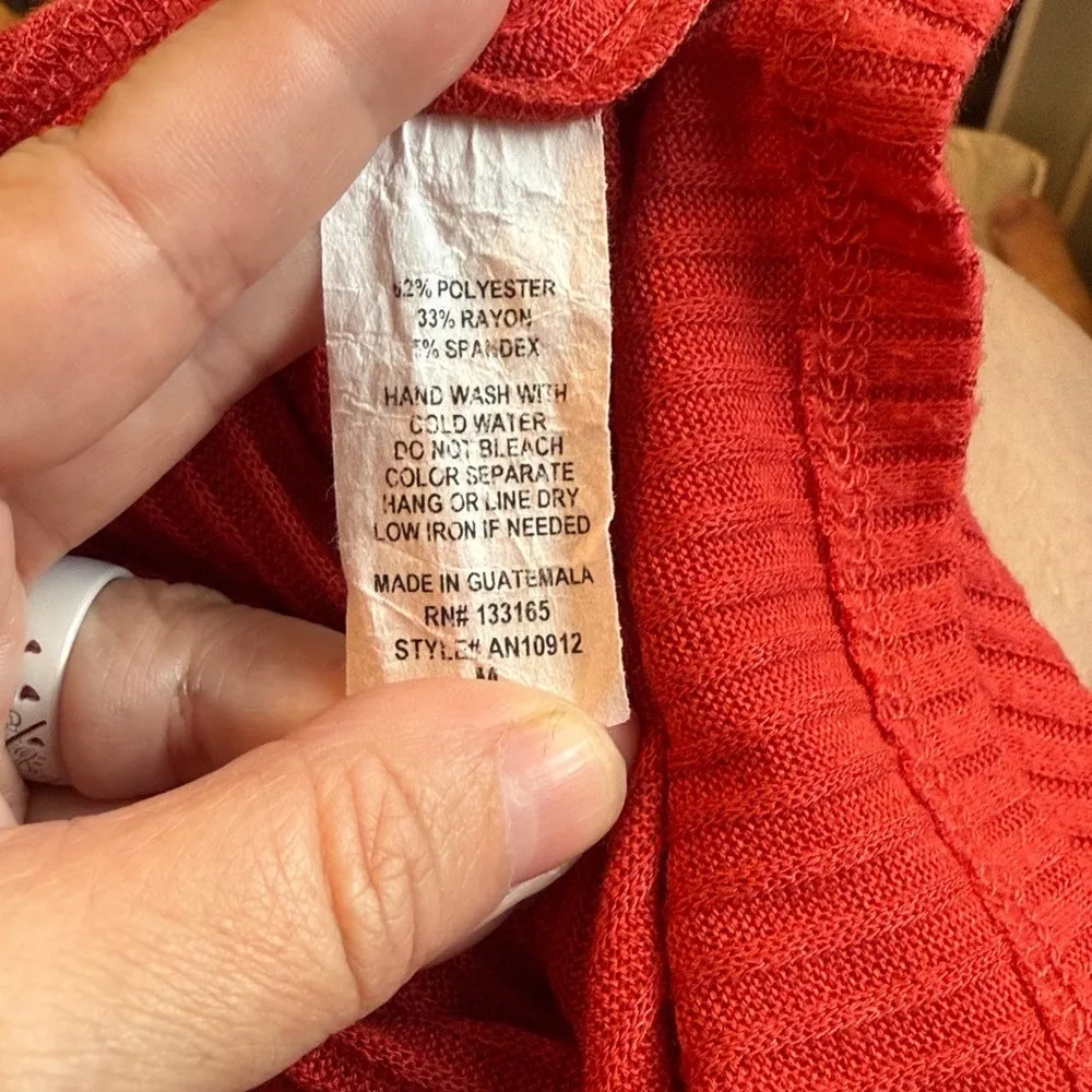 Altar'd State Red Ribbed Cropped Wrap‎ Cardigan Sweater Womens M - Image 7