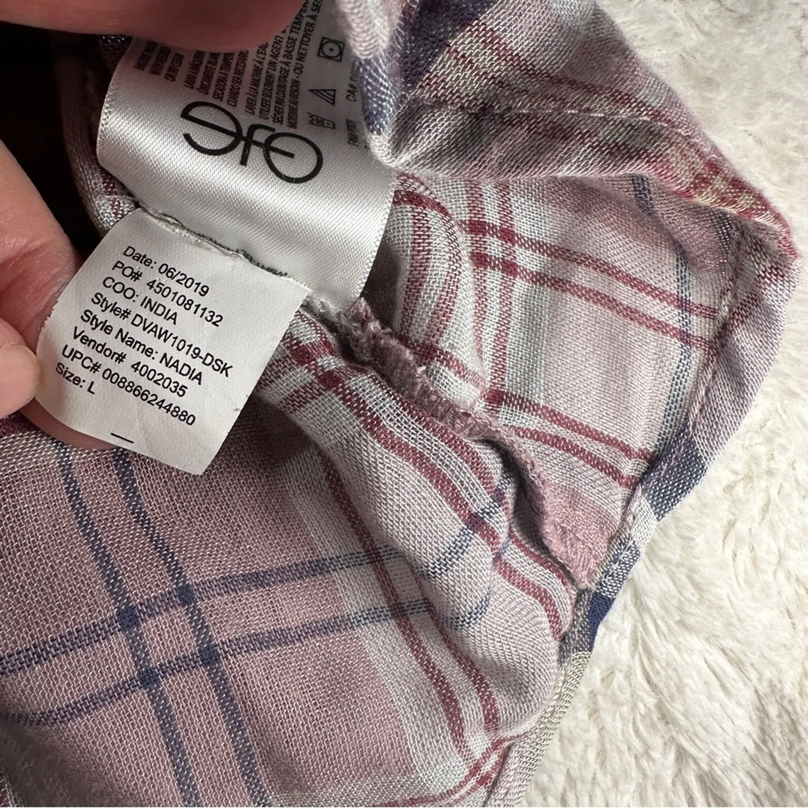 Vintage X America Size L Nadia Embroidered Plaid Top Rustic Cozy Cabin Pink White Size L - Image 13