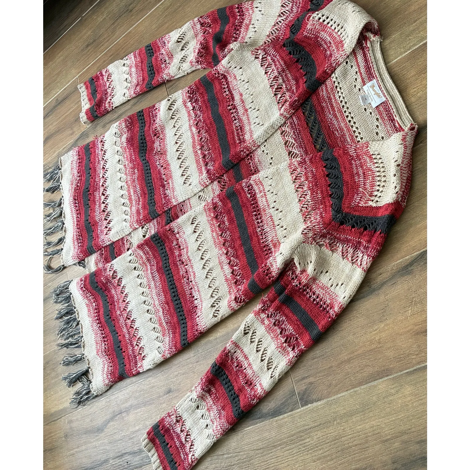 Wrangler Fringe Open Front Knit Cardigan Women's Medium - Image 2