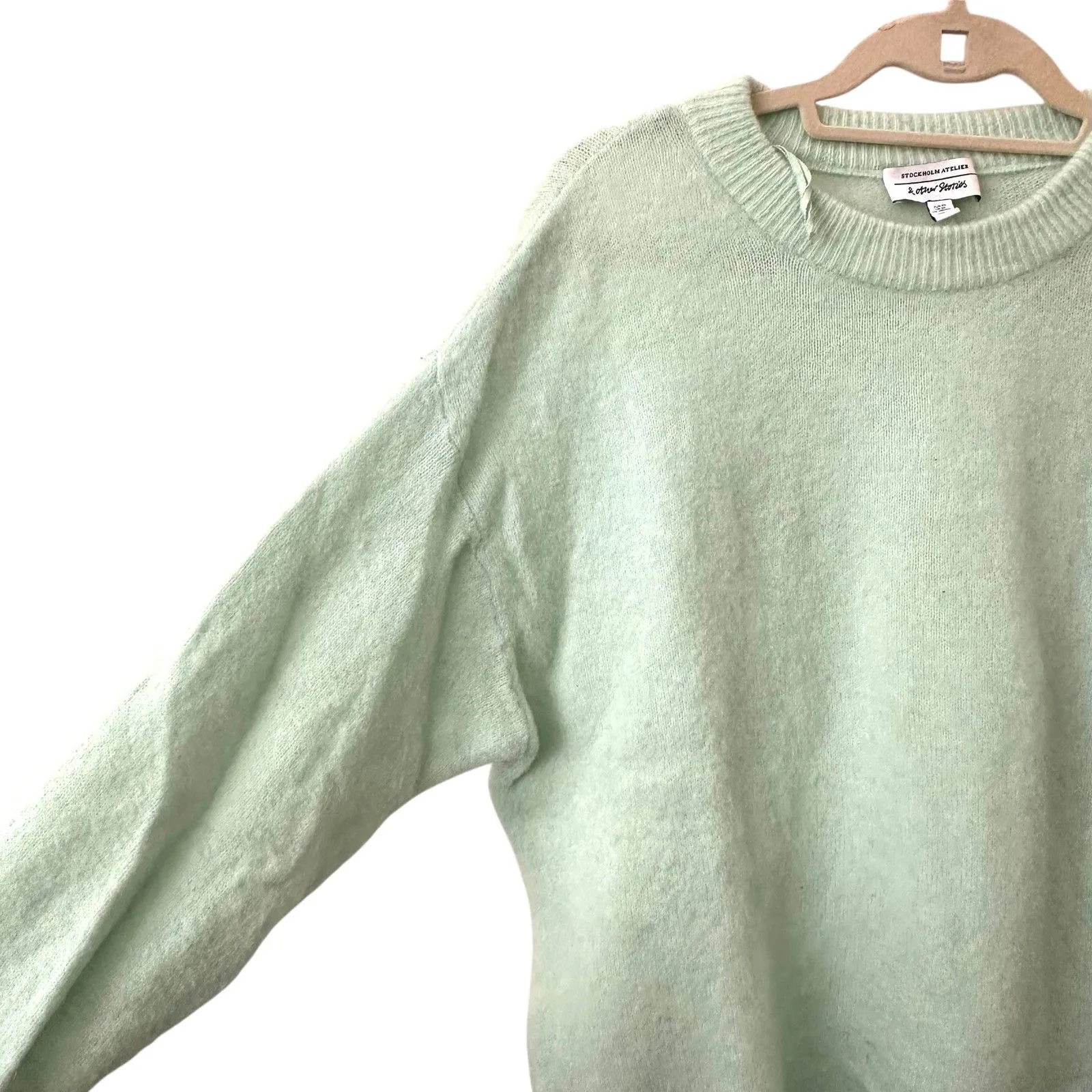 &‎ OTHER STORIES Alpaca Oversized Crewneck Sweater Mint Green X-Small - Image 3