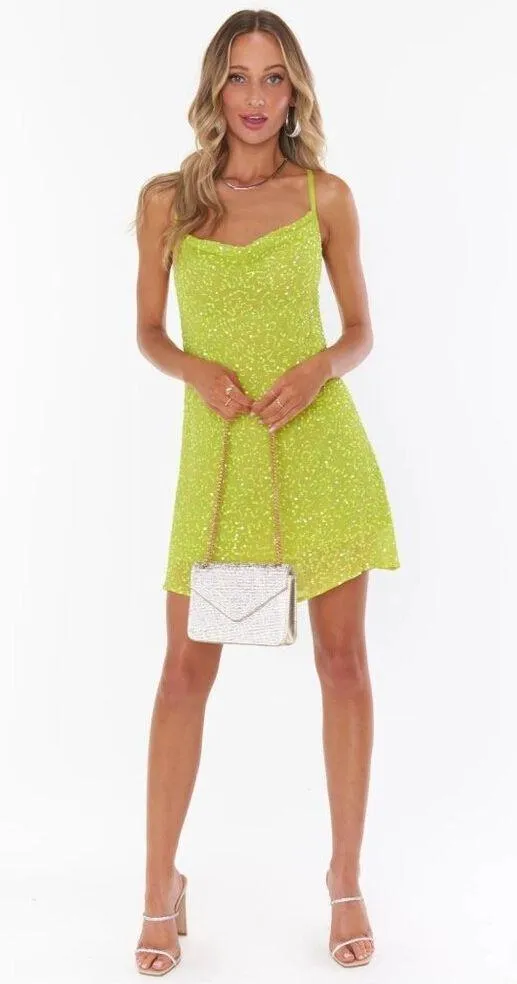 Show Me Your Mumu Suzanna Slip Dress in Lime Sequins Small Womens Cocktail - Image 14