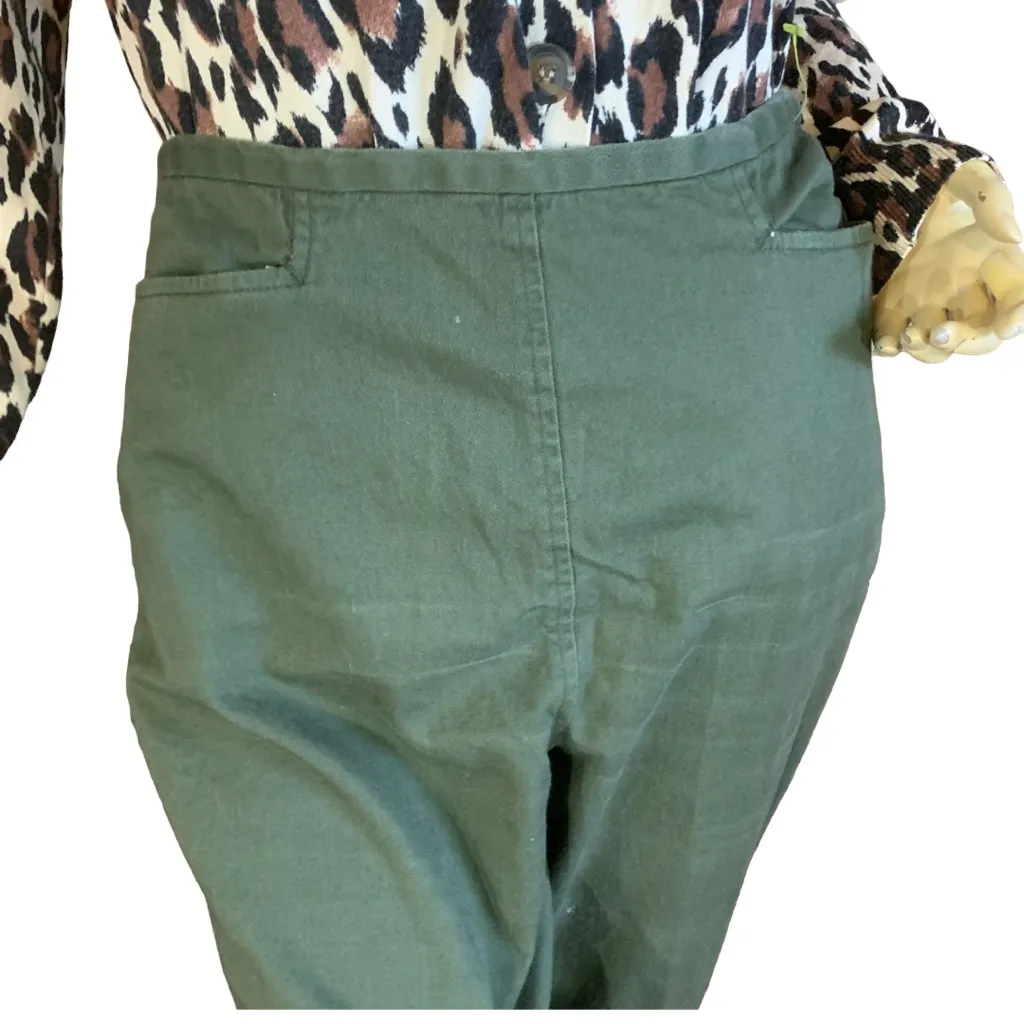 CHEROKEE OLIVE GREEN HIGH WAIST STRAIGHT LEG TROUSER PANTS (12) - Image 6