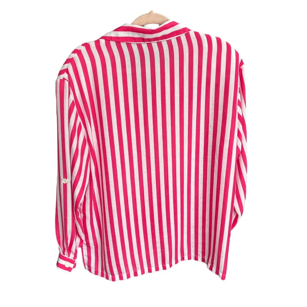 Vintage Patchington Menswear Striped Oversized Button Down Shirt | Hot Pink | M Size M - Image 2