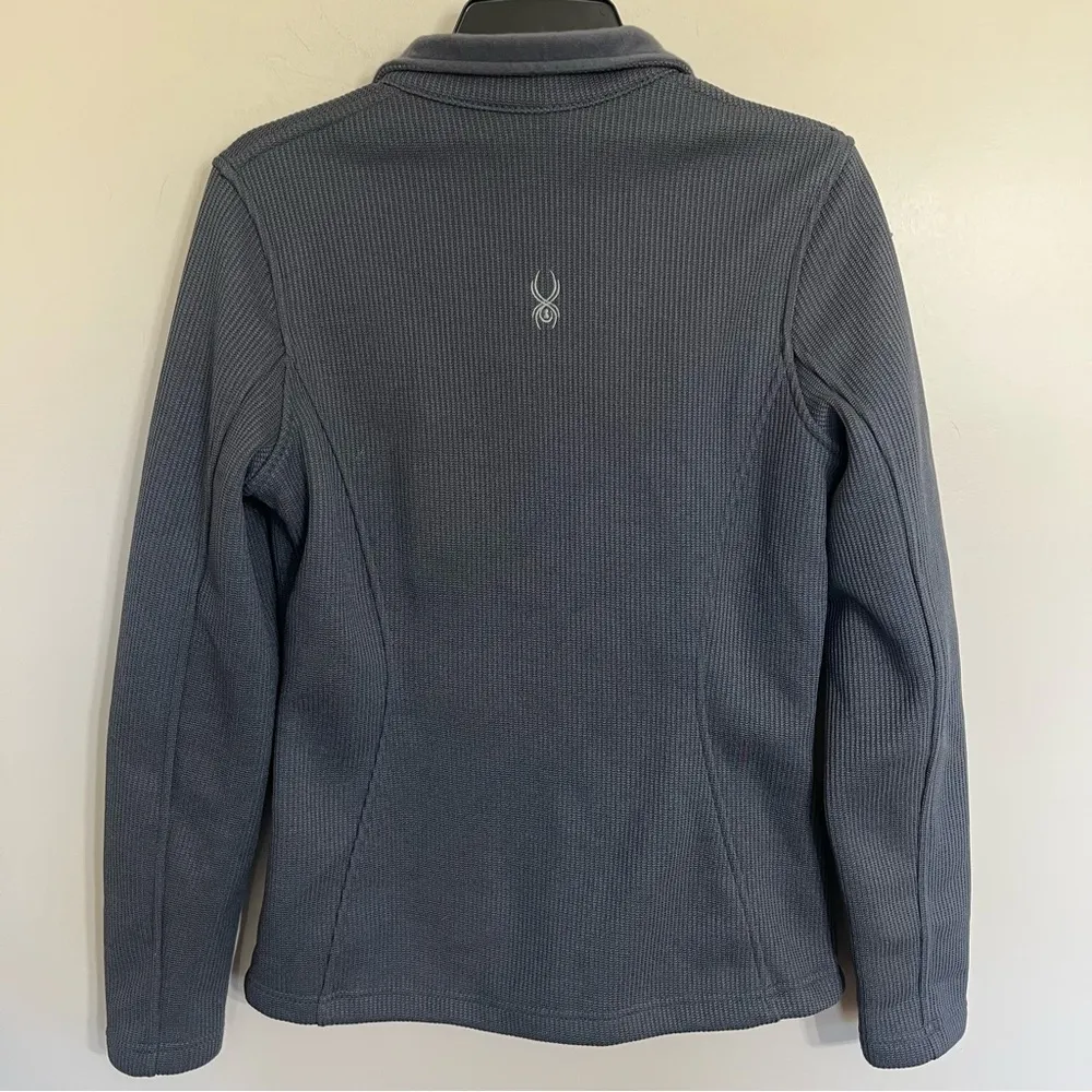 Womens Spyder Core Sweater Size Medium Full Zip Ski Snow Logo Jacket Gray Ribbed - Image 12