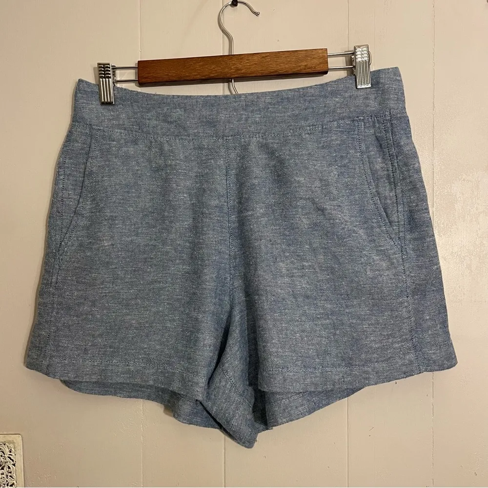 Gap Women’s High Rise Linen Blend Chambray Shorts Sz Medium Contemporary Casual - Image 4
