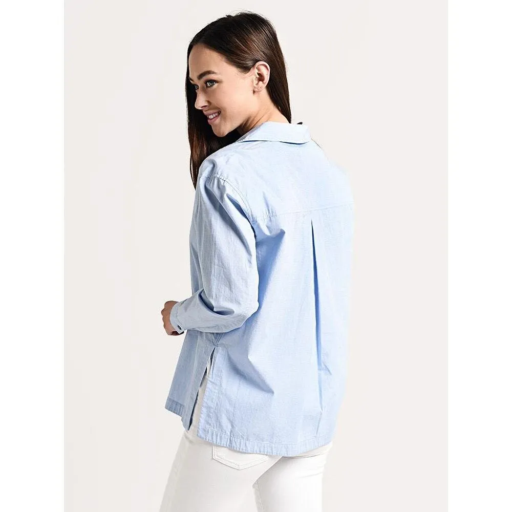 BROCHU WALKER The Lea Popover Shirt Size Medium Oxford Blue Relaxed Fit - Image 2